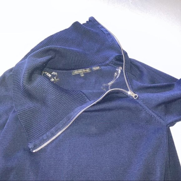 Jeanne Pierre Size L Sweater Tunic Dress Blue Zipper Turtleneck Pockets - Picture 6 of 12